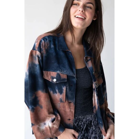 Natural Life Boho Cropped Jacket Size XS-Small Tie Dye Raw Hem NEW with tag - Picture 1 of 16